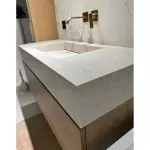 Умивальник підвісний Luxestone 120x55x16 см із керамограніту, зі щілинним зливом (Stonesink model10) - Фото 2